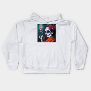 Día de los Muertos Gato Kids Hoodie